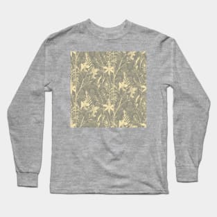 Taupe Tile Flowers Long Sleeve T-Shirt